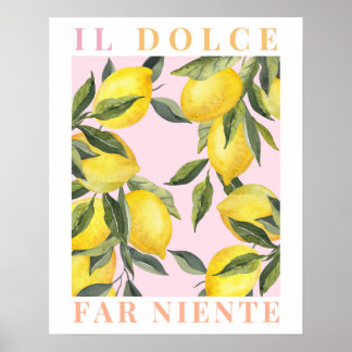 Lemon Print Italy Poster