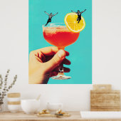 Lemon Print Leap | Cocktail Art | Fun Art Poster (Küche)