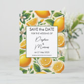 Lemon Print Save the Date Hochzeitseinladung Einladung (Stehend Vorderseite)