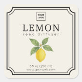 Lemon Reed Diffuser Label Quadratischer Aufkleber (Vorderseite)