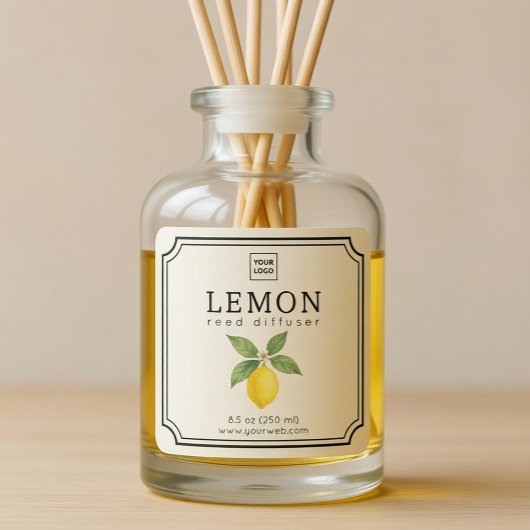 Lemon Reed Diffuser Label Quadratischer Aufkleber