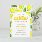 Lemon Retro Arch Eine kleine Süsse Babydusche Einladung (Stehend Vorderseite)