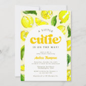 Lemon Retro Arch Kleine Süsse Gelbe Babydusche Einladung (Vorderseite)