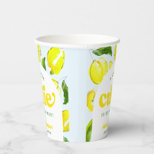 Lemon Retro Kleine Süsse auf der Way Baby Dusche Pappbecher (Rechts)