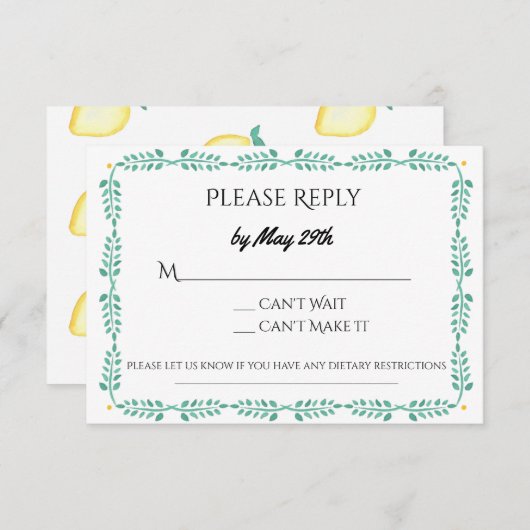 Lemon RSVP Card (Vorne/Hinten)