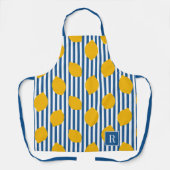 Lemon Rustic Farmhouse Blue and White Stripe  Schürze (Vorderseite)