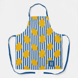 Lemon Rustic Farmhouse Blue and White Stripe  Schürze