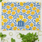 Lemon Rustic Farmhouse French Country Monogram Geschirrtuch (Gefaltet)