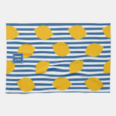 Lemon Rustic Farmhouse Stripe Monogram Geschirrtuch (Horizontal)