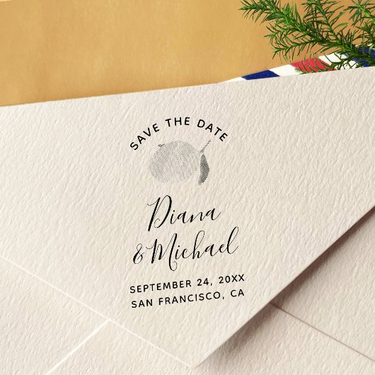 Lemon SAVE THE DATE Calligraphy Permastempel