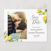 Lemon Save the Date Postcard Elegante Summer Boho Ankündigungspostkarte (Vorderseite)