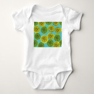 Lemon schneidet Vintage Illustration. Baby Strampler