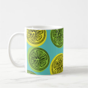 Lemon schneidet Vintage Illustration. Kaffeetasse
