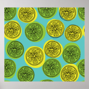 Lemon schneidet Vintage Illustration. Poster