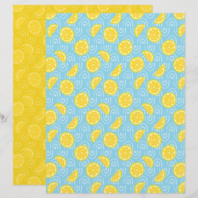 Lemon Scrapbook Paper (Vorne/Hinten)