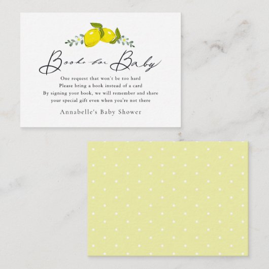 Lemon Script White Baby Showbuchanfrage Begleitkarte (Vorne/Hinten)