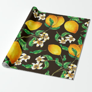 Lemon Seamless Muster handgemalt in Aquarellfarbe Geschenkpapier