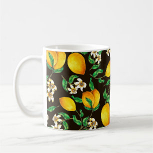 Lemon Seamless Muster handgemalt in Aquarellfarbe Kaffeetasse