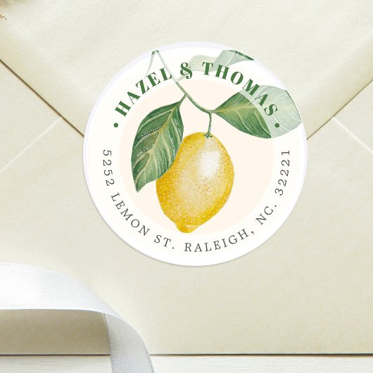 Lemon Season Wedding | Anschrift Runder Aufkleber