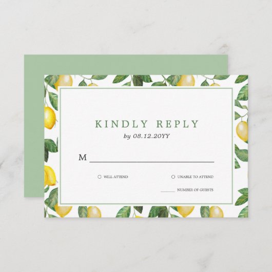 Lemon Season Wedding Celebration UAWG RSVP Karte (Vorne/Hinten)