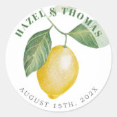 Lemon Season Wedding | SAVE THE DATE Runder Aufkleber (Vorderseite)