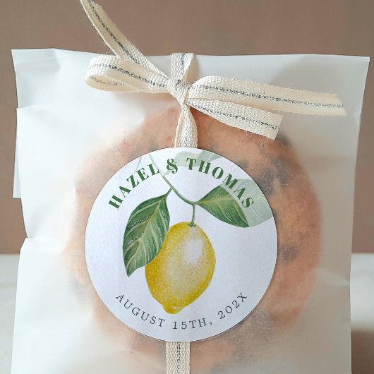 Lemon Season Wedding | SAVE THE DATE Runder Aufkleber