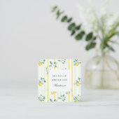 Lemon Shabby Chic Vintage Florales Brautbad Quadratische Visitenkarte (Stehend Vorderseite)