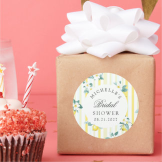 Lemon Shabby Chic Vintage Florales Brautbad Runder Aufkleber