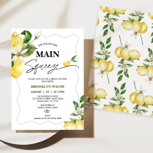 Lemon She fand ihr wichtigstes Squeeze-Brautparty Einladung