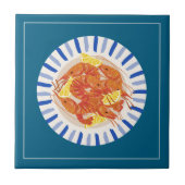 Lemon Shrimp Coastal Kitchen Decor Tile Fliese (Vorderseite)