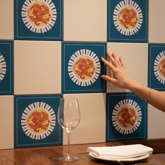 Lemon Shrimp Coastal Kitchen Decor Tile Fliese