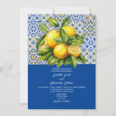 Lemon Sicilian Italian Blue Wedding Einladung (Vorderseite)