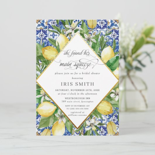 Lemon sie fand ihr Haupt-Squeeze-Brautparty Einladung (Stehend Vorderseite)