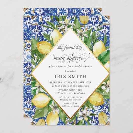 Lemon sie fand ihr Haupt-Squeeze-Brautparty Einladung (Vorne/Hinten)