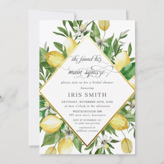 Lemon sie fand ihr Haupt-Squeeze-Brautparty Einladung (Vorderseite)