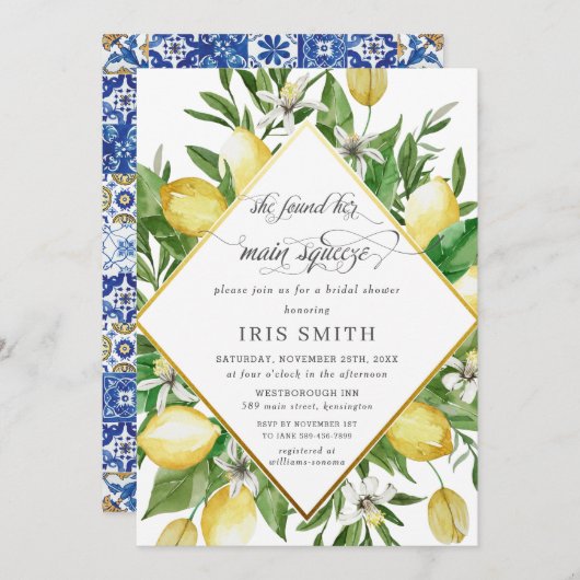 Lemon sie fand ihr Haupt-Squeeze-Brautparty Einladung (Vorne/Hinten)