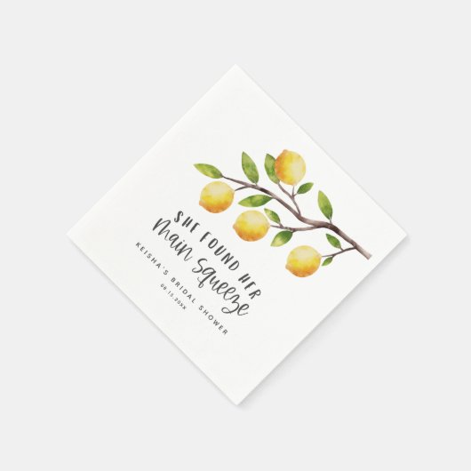 Lemon sie fand ihr Haupt-Squeeze-Brautparty Serviette (Ecke)