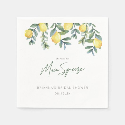 Lemon sie fand ihr Haupt-Squeeze-Brautparty Serviette (Vorderseite)