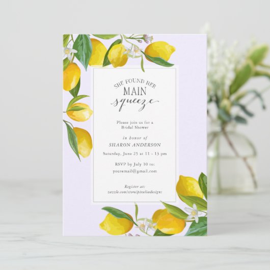 Lemon Sie fand ihr wichtigstes Brautparty Einladung (Stehend Vorderseite)