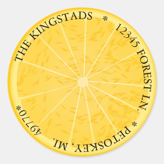 lemon slice address label runder aufkleber (Vorderseite)