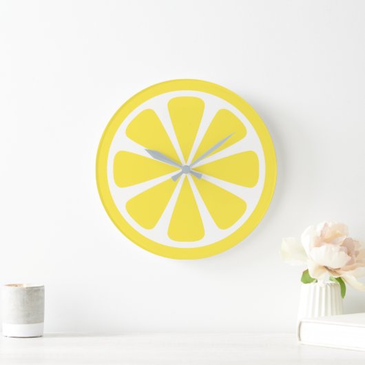 Lemon Slice Bright Yellow Kitchlock Große Wanduhr (Zuhause)