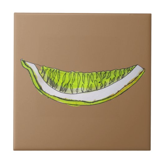 Lemon Slice Frucht Aquarellbild Fliese (Vorderseite)