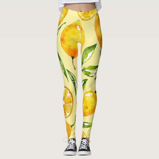 Lemon Slice Frucht gelb Gemustert | LEGGINGS (Vorderseite)