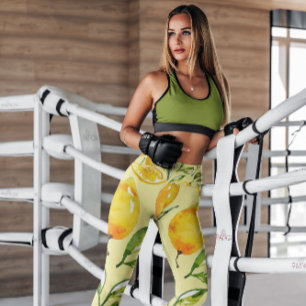 Lemon Slice Frucht gelb Gemustert LEGGINGS