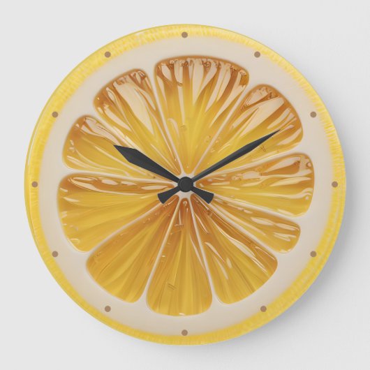 Lemon Slice Fruchtsaft Große Wanduhr (Vorderseite)