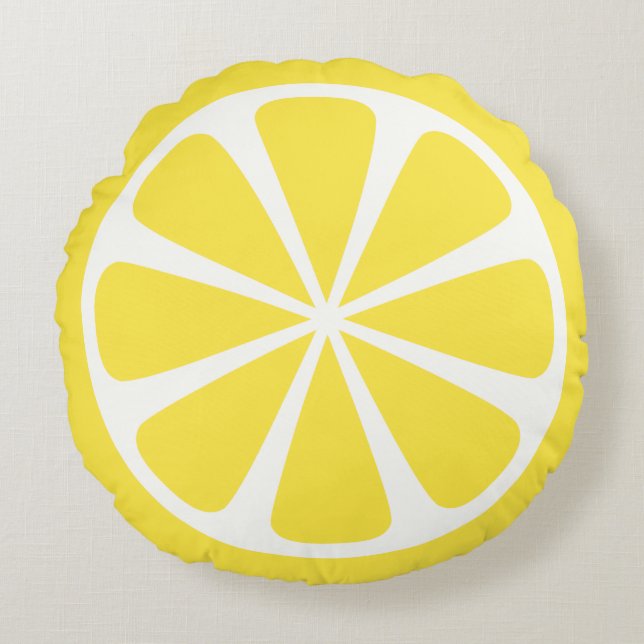 Lemon Slice Gelb Sommerrodelpilz Rundes Kissen (Vorderseite)