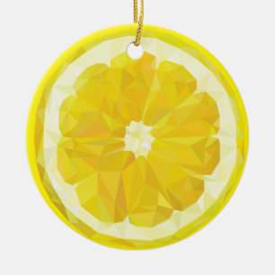 Lemon Slice Geometric Design Fruit  Keramik Ornament