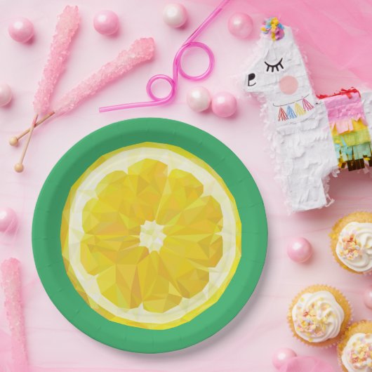 Lemon Slice Geometric Design Fruit Pappteller (Party)