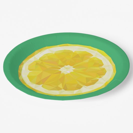 Lemon Slice Geometric Design Fruit Pappteller (Schrägansicht)