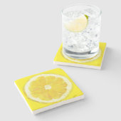 Lemon Slice Geometric Design Fruit Steinuntersetzer (Seitenansicht)